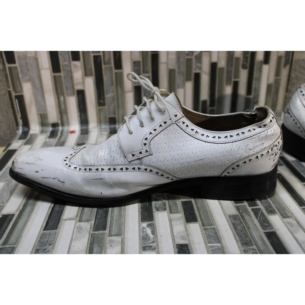Stacy Adams‎ White Leather Square Toe Dress Shoes Men's Size 11 M